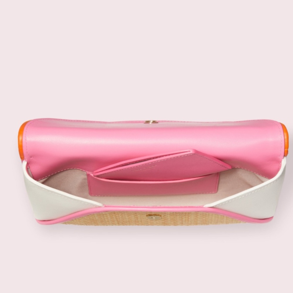 SOLDโ๏ธAuthentic Kate Spade Straw/Leather Clutch/โฆ - Picture 6 of 8